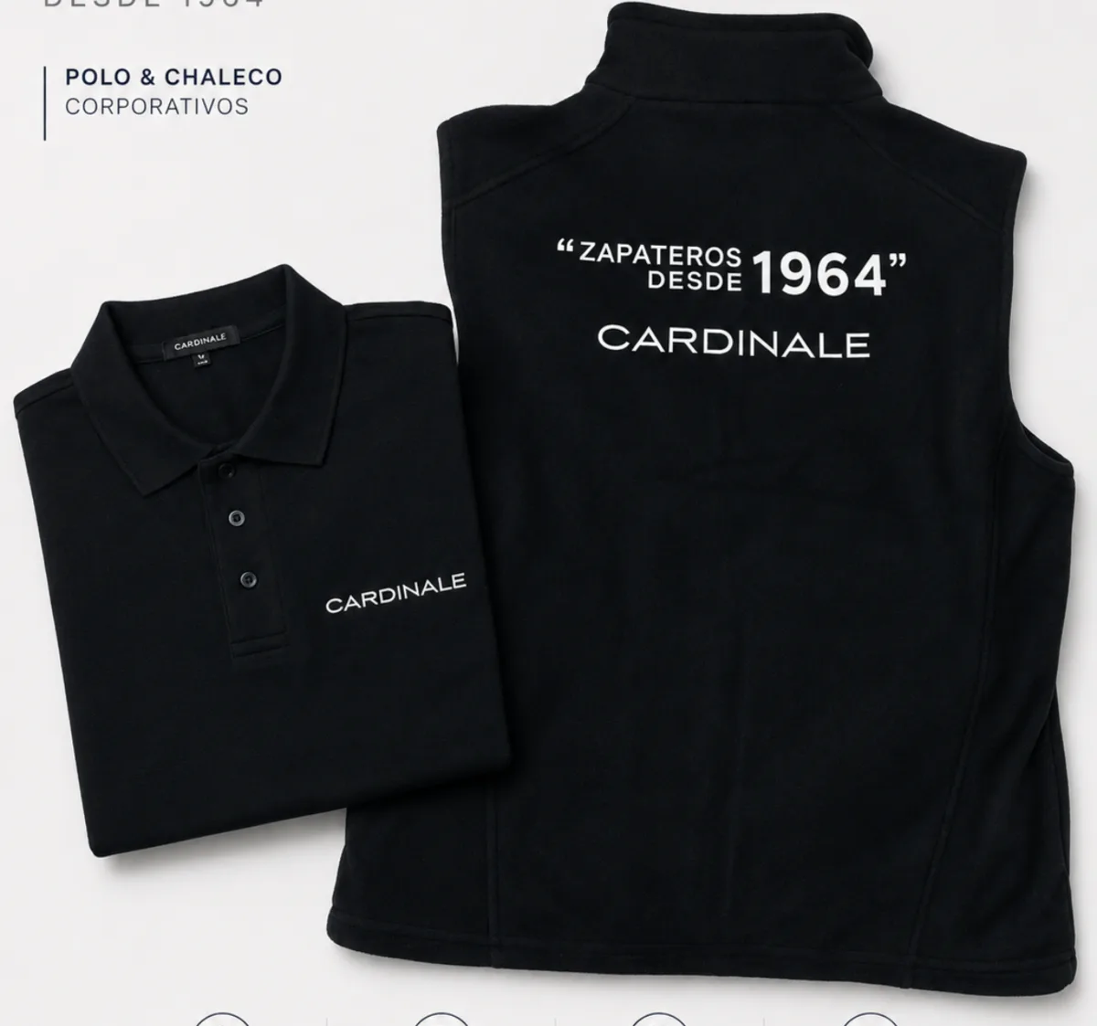 Polar sin manga, Polera piqué para Cardinale — Bordado