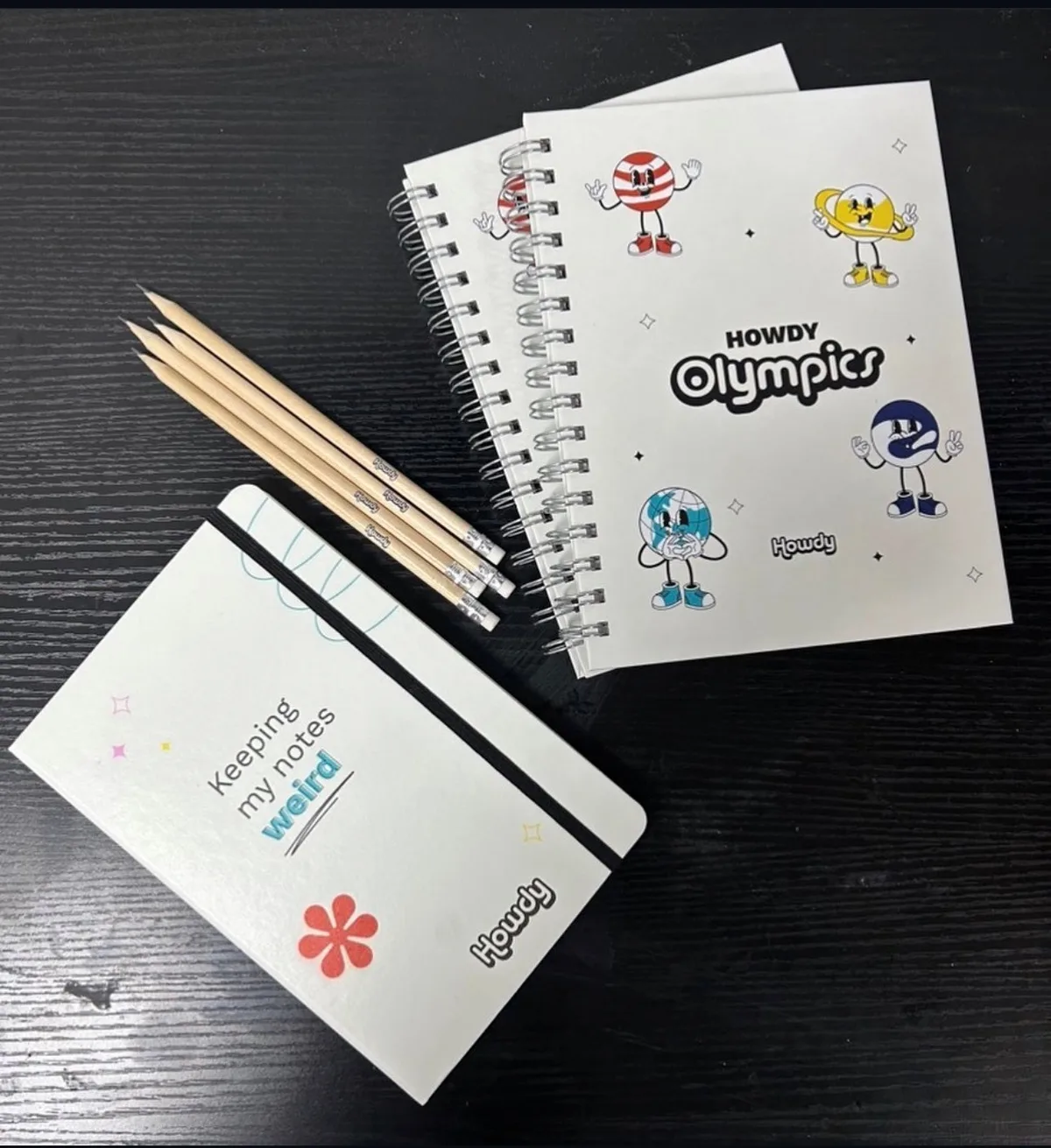 Cuaderno con resorte, Libreta, Lápices para Howdy — Estampado