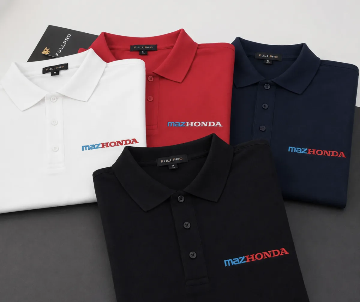 Polera piqué cuello y botones para Maz Honda — Bordado